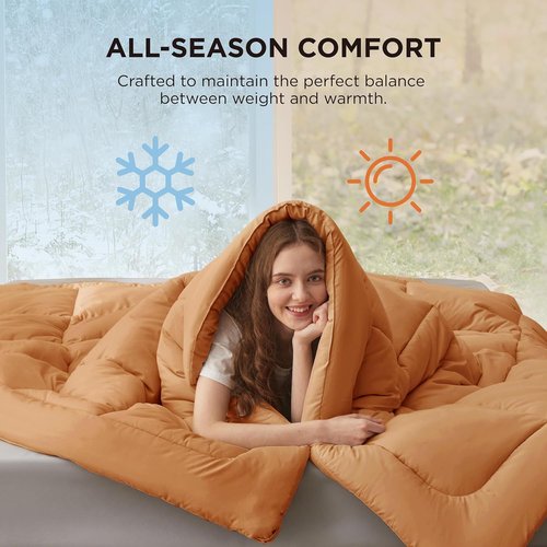Bedsure Comforter Duvet Insert - All-Season Twin XL Quilted Down Alternative Bedding, Burnt Orange, 92 x 68 Inches