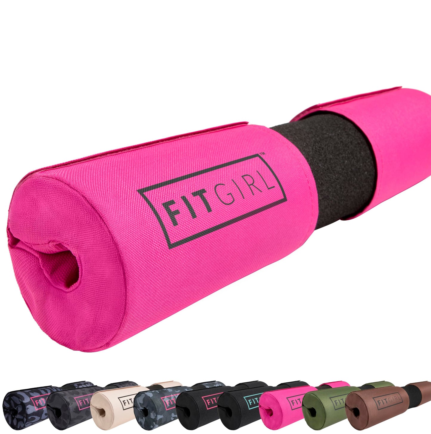 FITGIRL - Squat Pad and Hip Thrust Pad for Leg Day, Barbell Pad Stays in Place Secure, Thick Cushion for Comfortable Squats Lunges Glute Bridges, Olympic Bar and Smith Machine (Deluxe Pink)