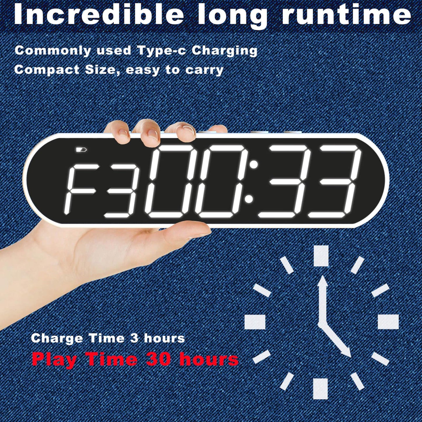 Mkuronbiuty Portable LED Gym Timer, Workout Clock for HIIT Tabata Fitness at Home,Garage,Outdoors. Multiple functionality with Customizable Interval Setting, Easy to Read Display.