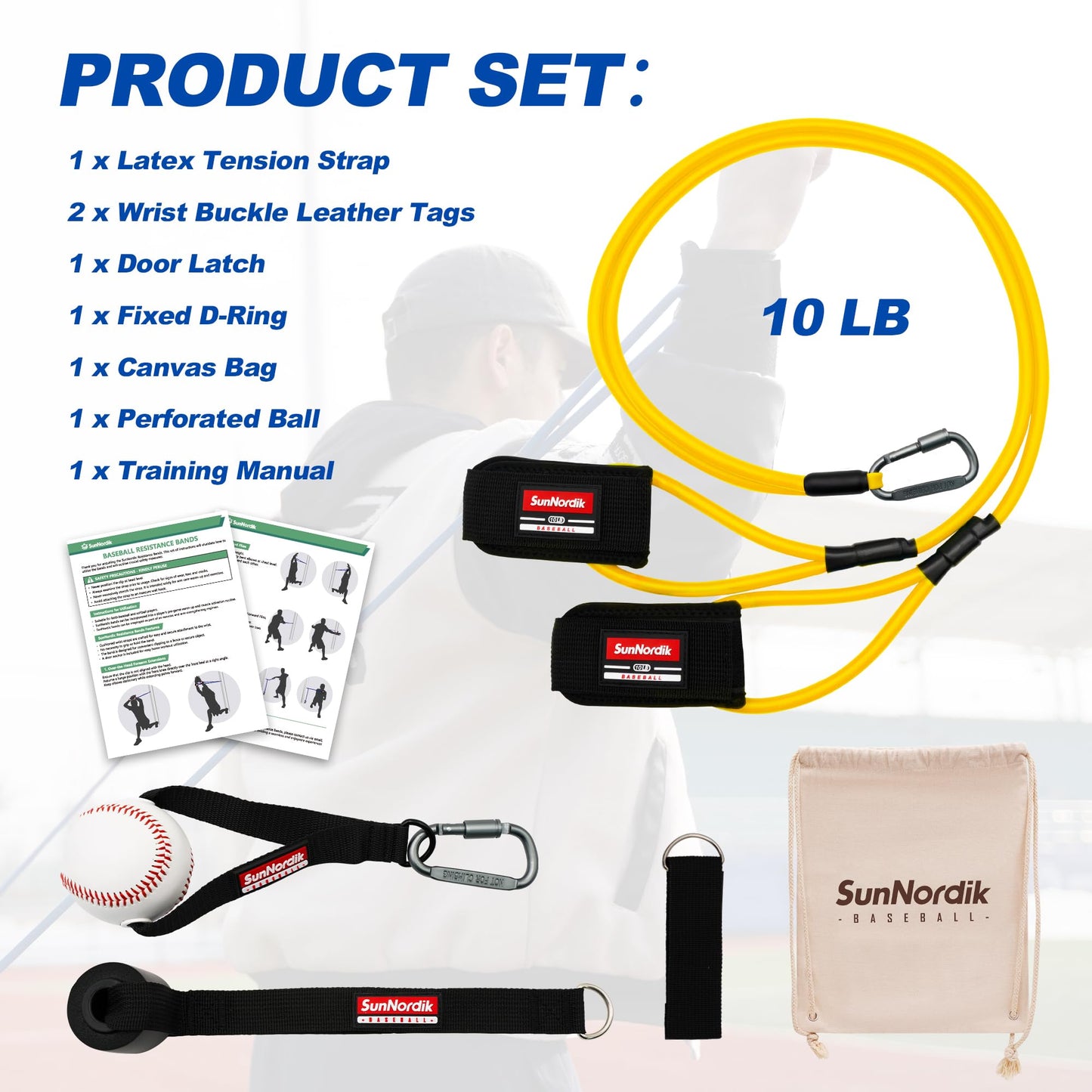 SunNordik Resistance Bands for Pitchers, Baseball & Softball Training Equipment for Improving Arm Strength & Pitching Training, Baseball Pitching Bands for All Skill Levels