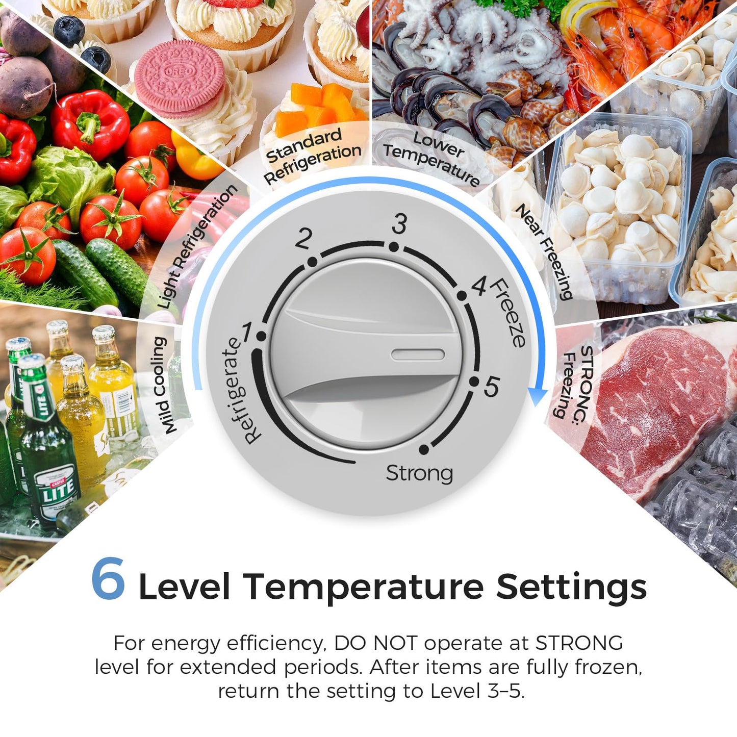 OSTBA 5.3 Cu.Ft Chest Freezer, Large Capacity Deep Freezer with 2 Removable Baskets, Bottom Wheels, 6-Level Temperature Control with Fast Freeze Mode, Energy Saving Quiet Freezer, Silver