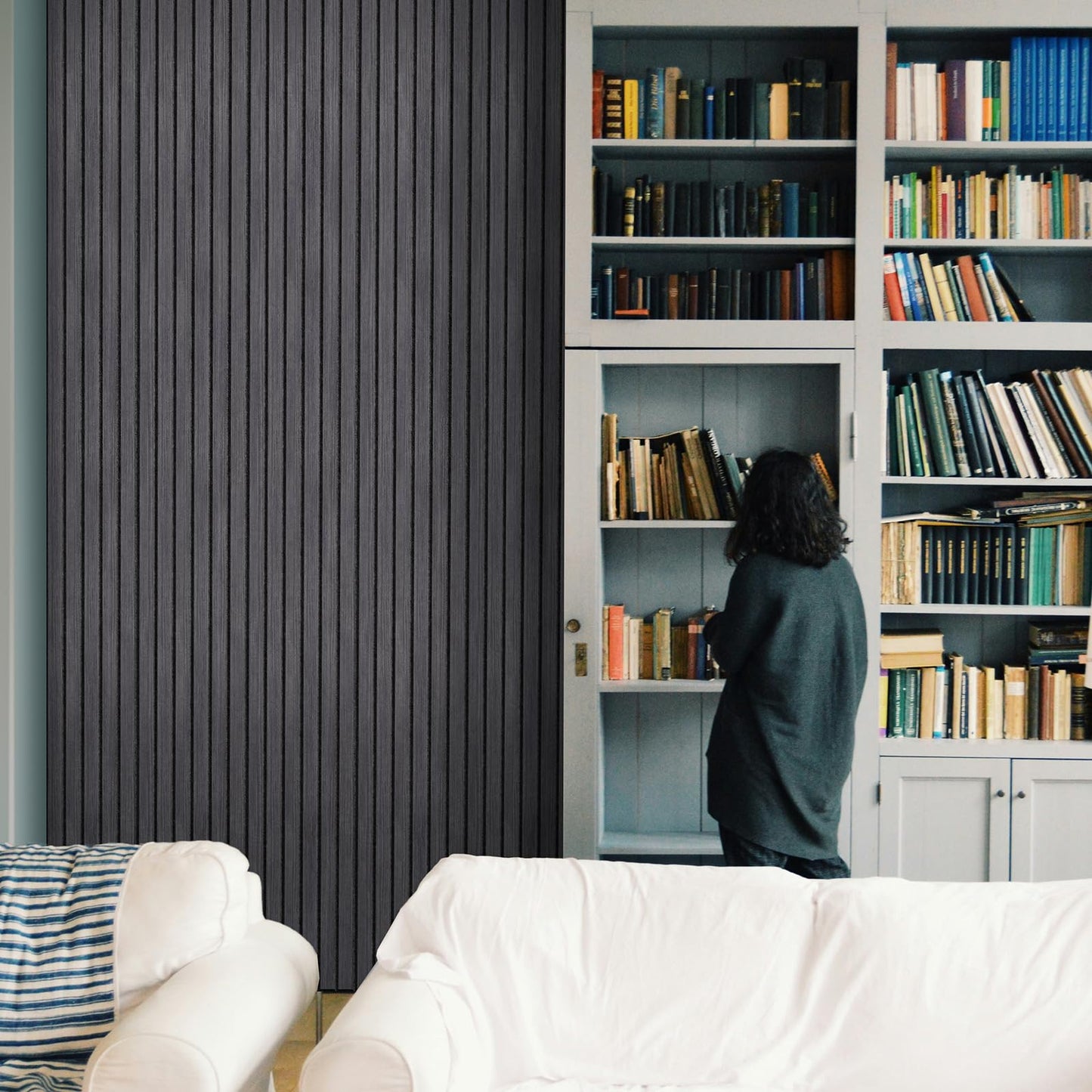 UMIACOUSTICS 4 PCS Acoustic Panels, 94.4" x 11.8" Decorative 3D Sound Proof Panels for Home Office Cinema -Dark Oak