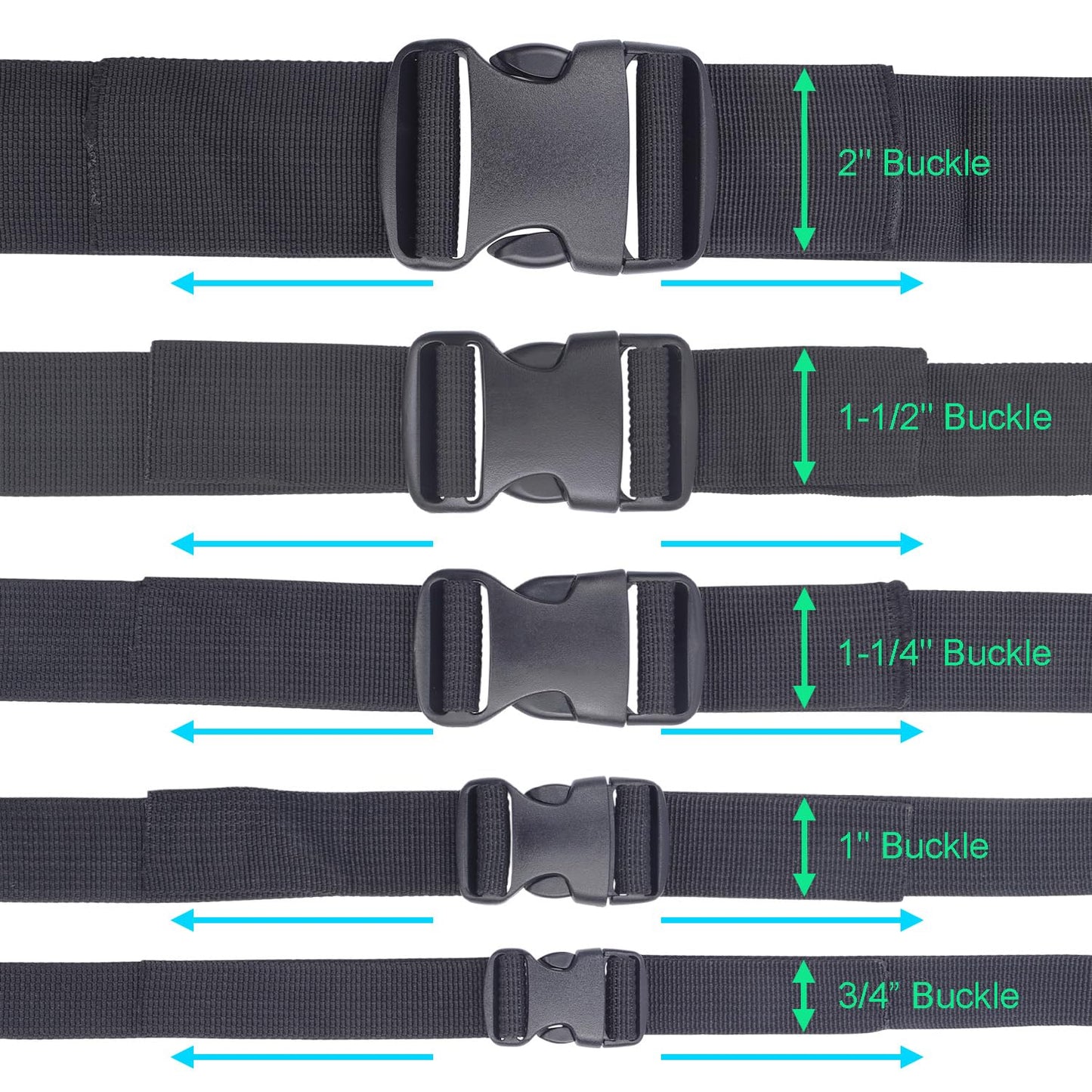 3pcs 1" Inner Dia. Plastic Buckles for Strap Replacement, Quick Side Release Buckles Outdoor Camping Backpack Clips for Dog Collar Nylon Webbing Belt Clip Dual Adjustable