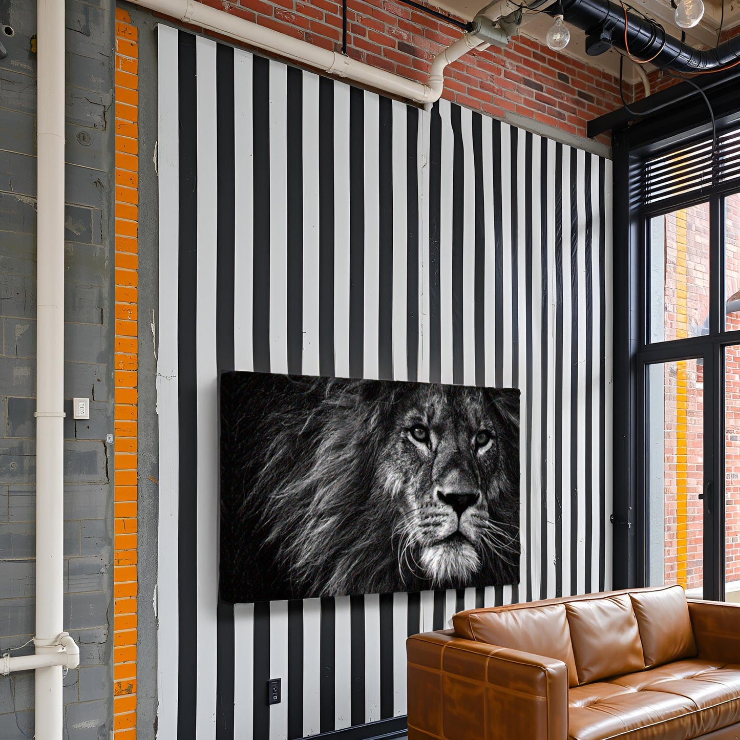 Nachic Wall Animal Painting Wall Art Black and White Lion Portrait Picture Prints Wildlife Canvas Artwork Modern Home Office Bedroom Wall Decor Ready to Hang 24x36inch