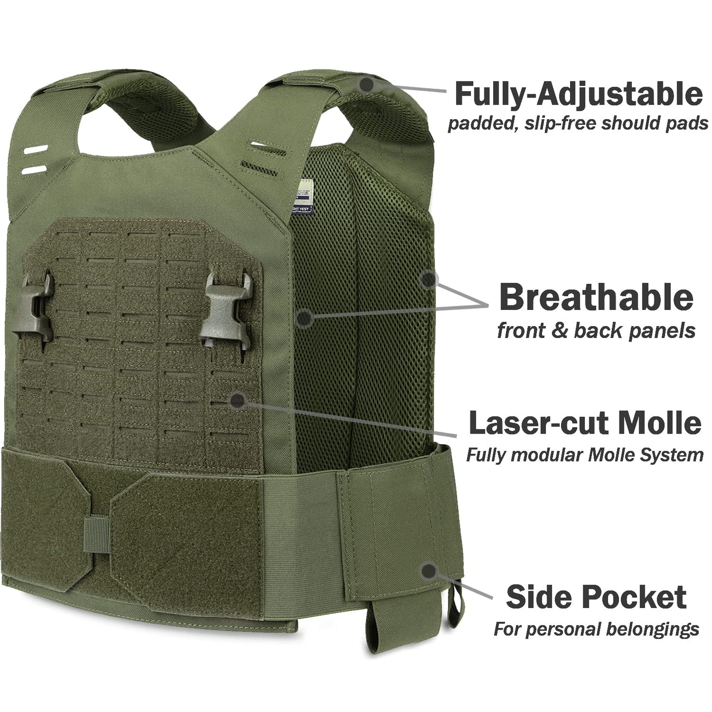 EVERLIT Adjustable Weighted Vest 14 Lbs/ 20 Lbs, Weight Included, for Body Weight Training Fitness Workout Running for Men Women(Coyote Brown, 18 Lbs)
