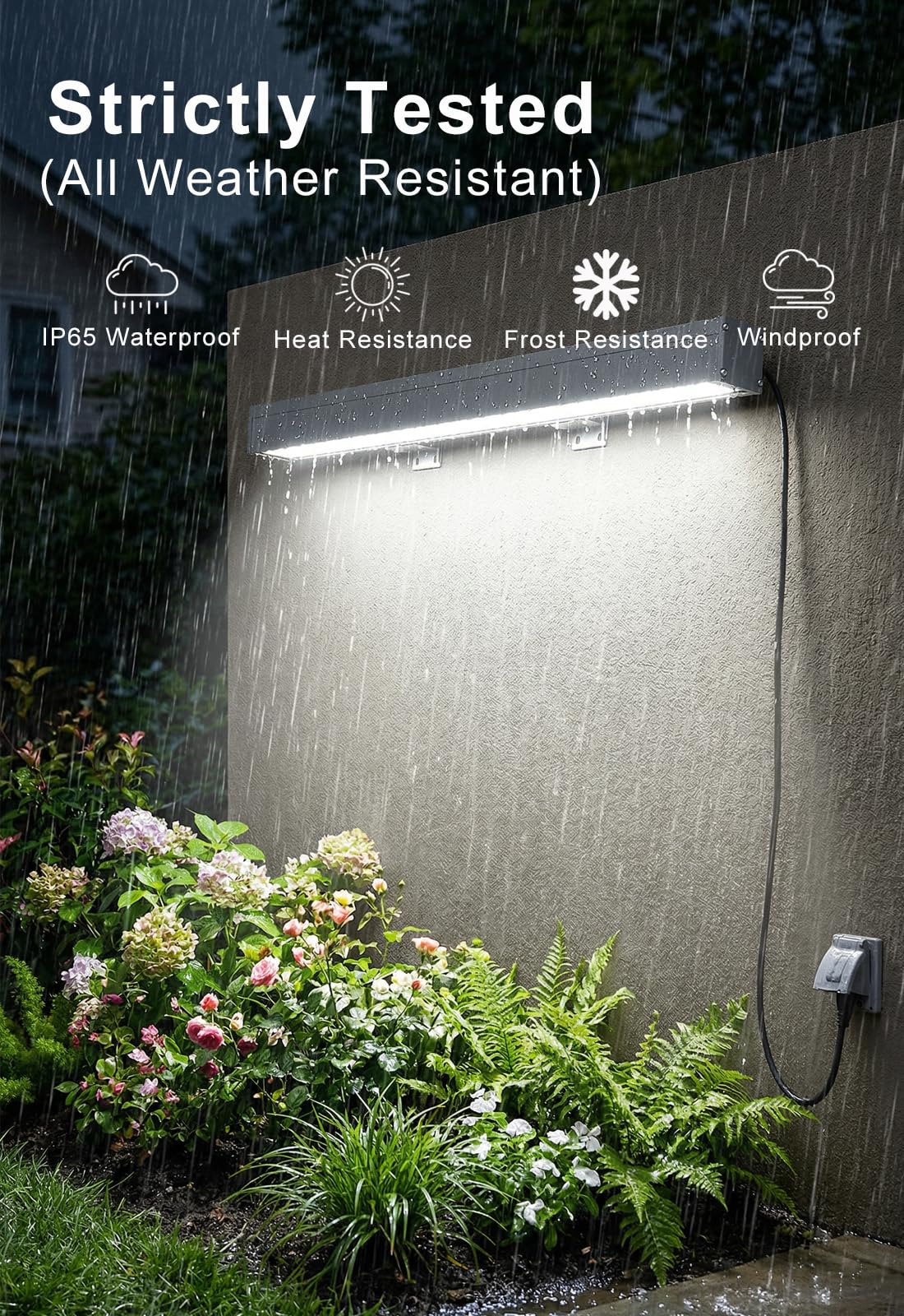 72W LED Wall Washer Lights- 40″ 8000LM 5000K Daylight White Linear Lights- IP65 Waterproof Outdoor Wall Washing Light- 120V Plug in LED Light Bar for Wall, Billboard, Commercial & Indoor Lighting
