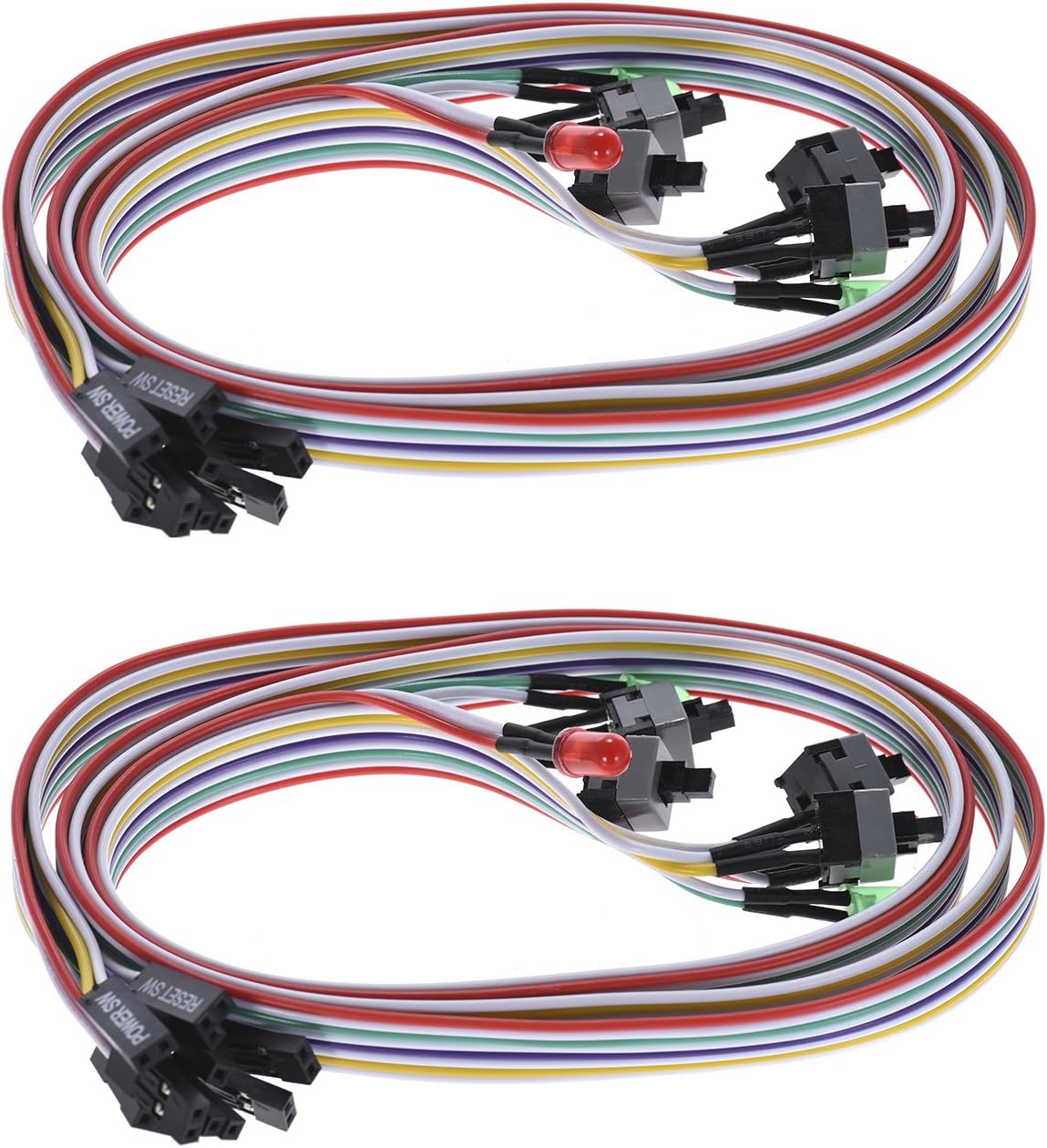 Warmstor 2 Pack 2-Pin 27-inch Reset PC Power Switch Cable Desktop On Off Push Button ATX Front Bezel Wire with HDD SW