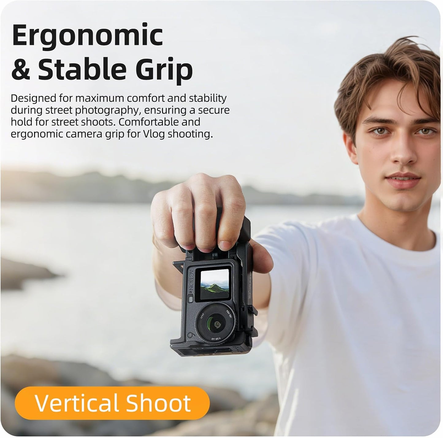 ZEVORO 6 Street Grip Kit for DJI Action with Protective Frame Cage, Plastic Camera Grip Handle Holder with Shutter