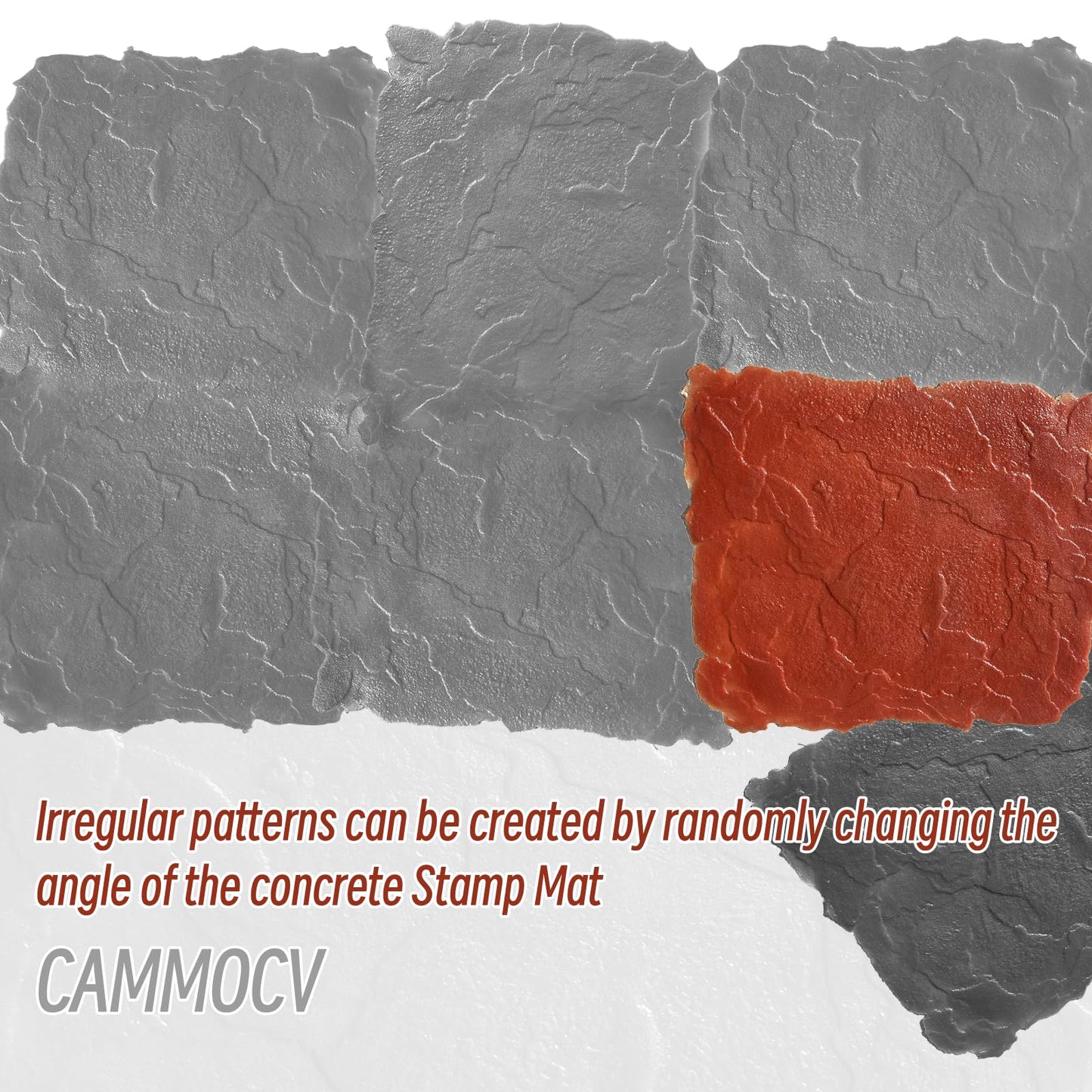 Cammocv 38.5" X 38.5" Concrete Stamp Mats - Skin Slate Seamless Texture Concrete Molds for Indoor/Outdoor Walls & Floors (Large, Set of 1)