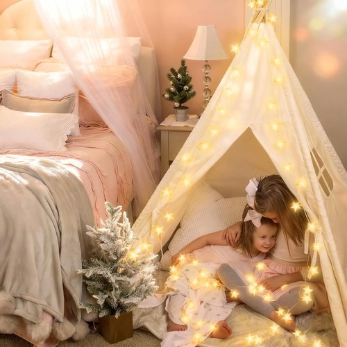 Echosari Star String Lights - Battery Operated LED Fairy Lights with Auto Timer | 158in, 8 Modes, Warm White