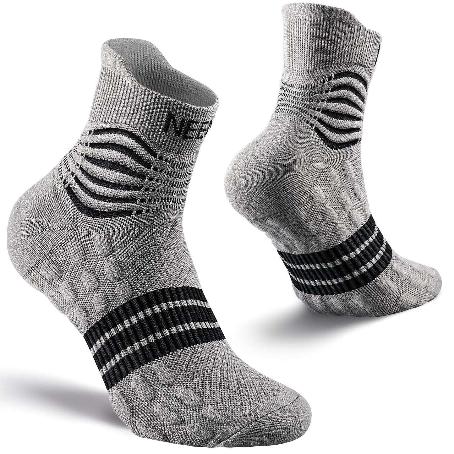 NEENCA Professional Compression Socks, Medical Ankle Socks with Patented Massage Dots for Pain Relief, Plantar Fasciitis, Women/Men Circulation, Swelling, Travel, Sports Protection. 1 Pair, 20-30 mmHg