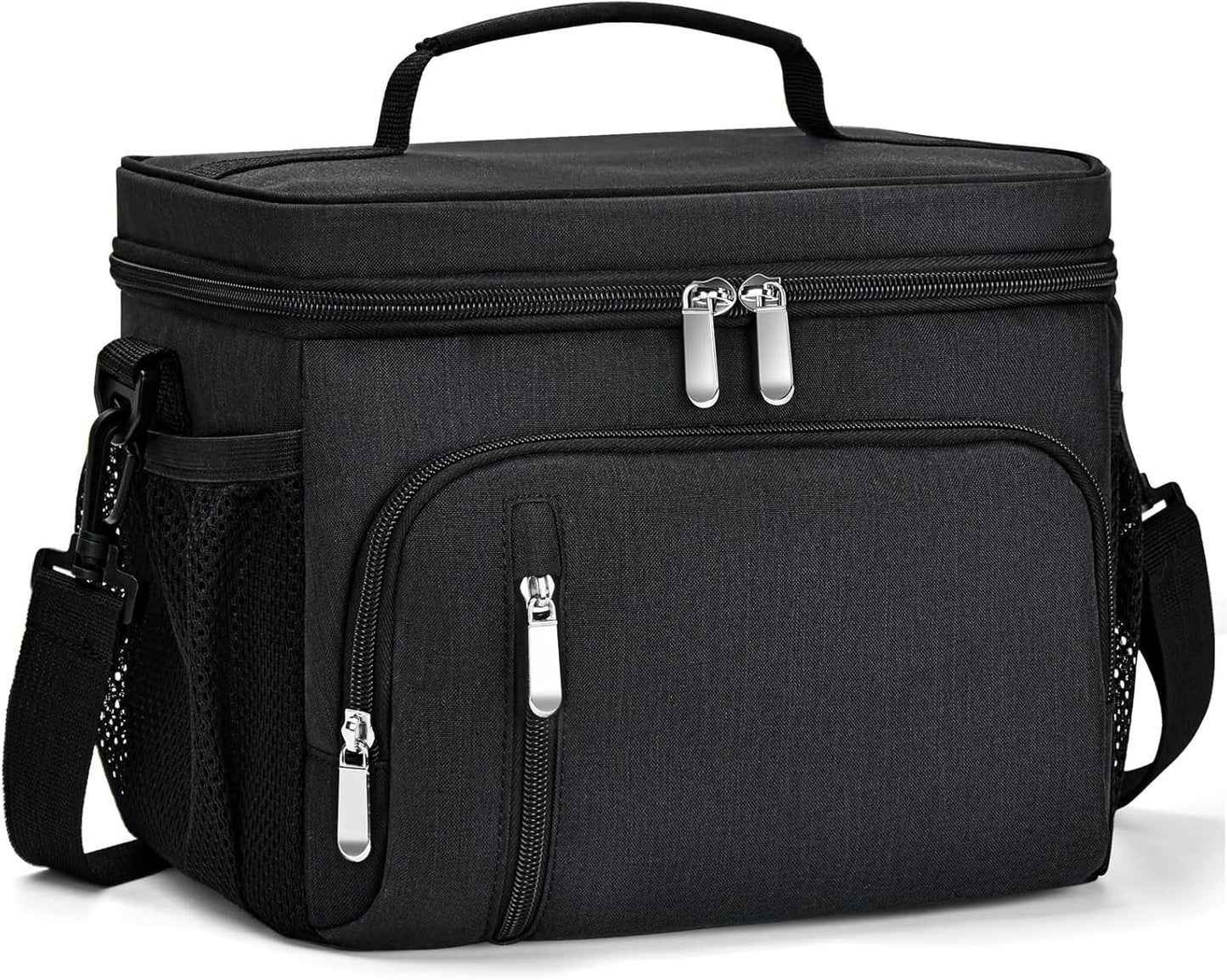 Skiennix Insulated Lunch Bag - 9L Leakproof Soft Cooler Tote with 5 Pockets | Black, Ideal for Work & Travel