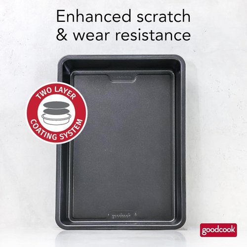 GoodCook PRO Nonstick Oblong Baking Pan - Scratch-Resistant Carbon Steel, 9 x 13-Inch, Gray
