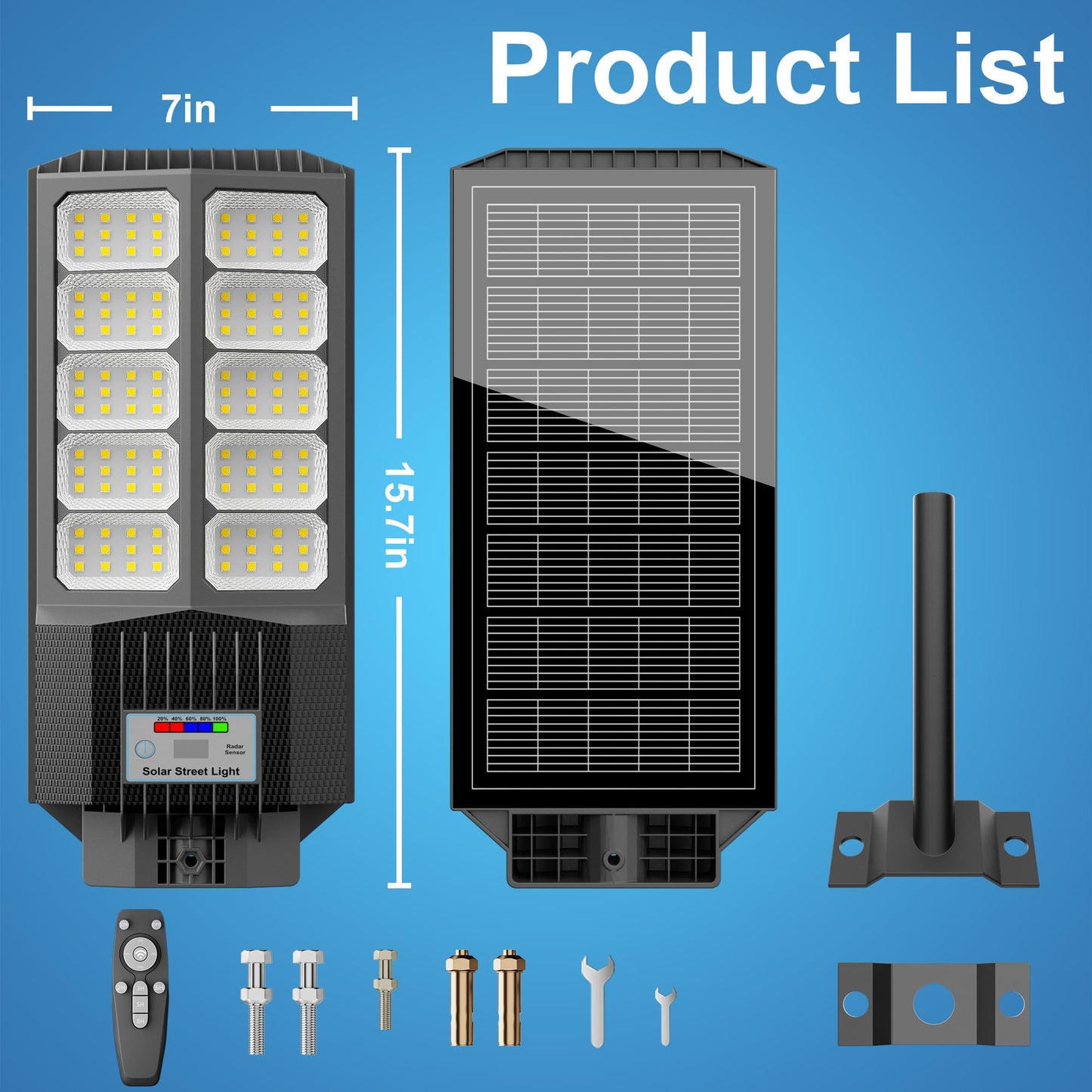 XCQMHF Solar Street Lights Outdoor Waterproof Dusk to Down with Motion Sensor, 6500W Outdoor Solar Flood Light for Parking Lot, LED Security Street Lights Solar Powered for Yard Garden & Walkway