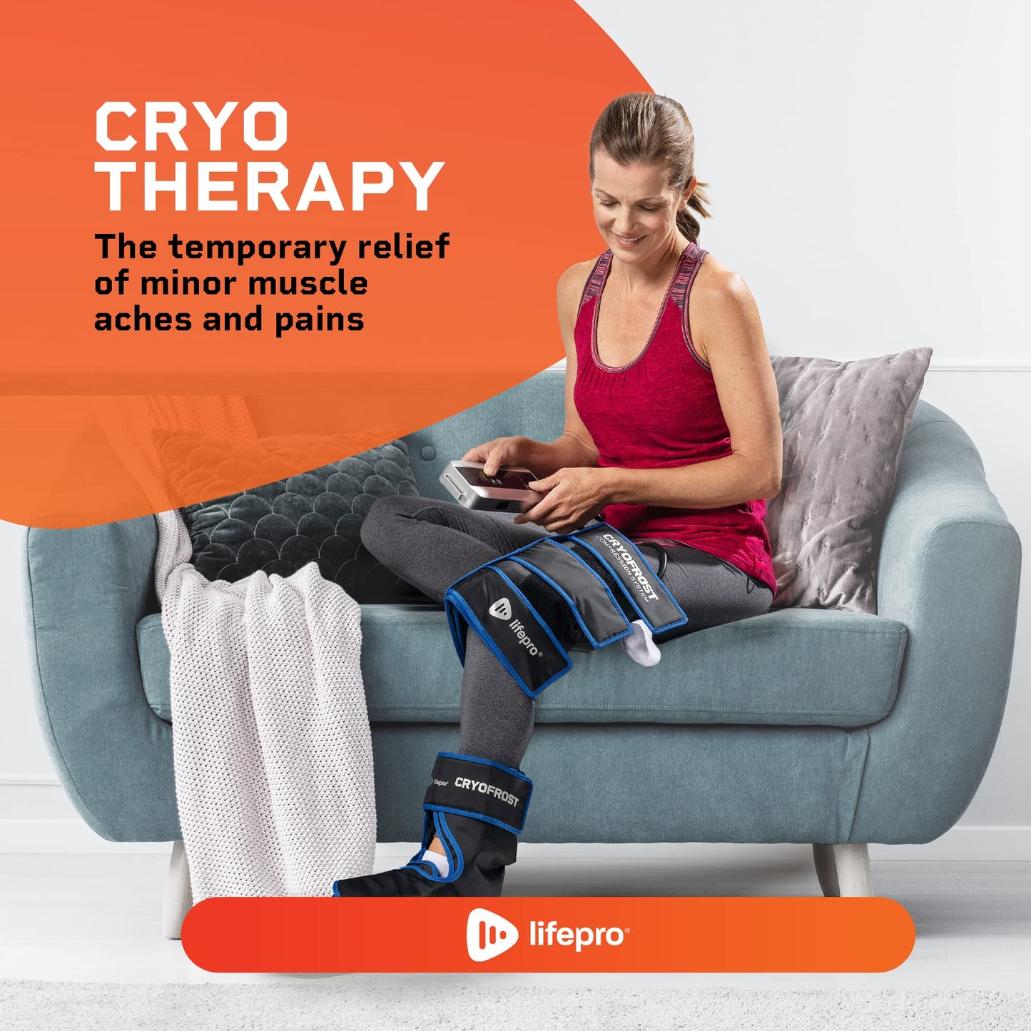 Lifepro Ice Machine for Cryotherapy - Cold Therapy for Ankle, Calf, & Thigh, Includes Reusable & Non-Toxic Wraps for Knee - Blue
