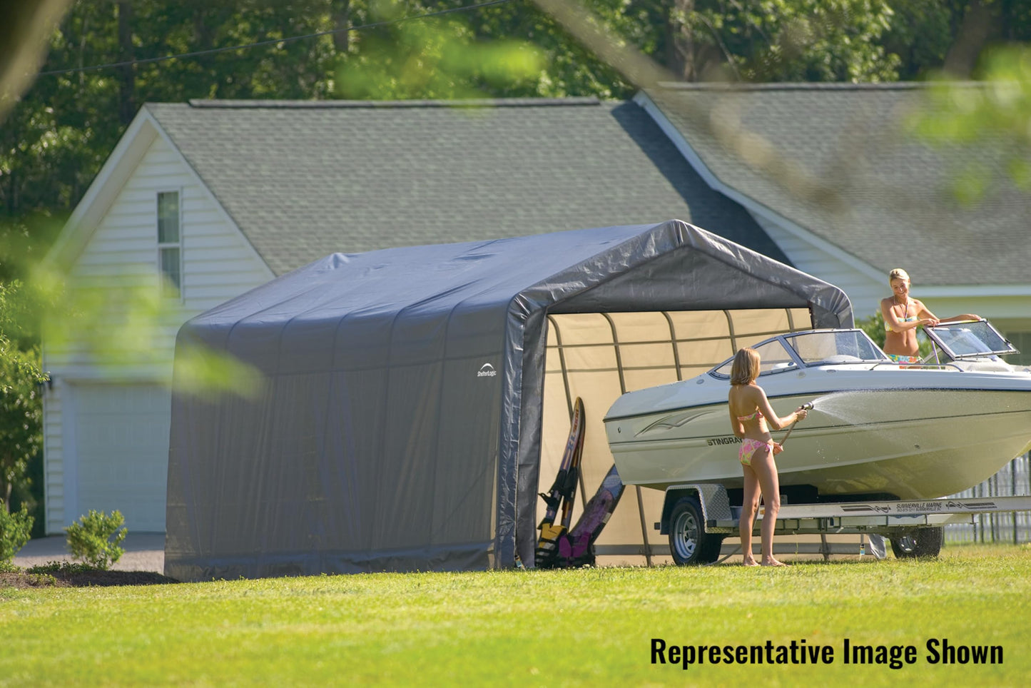 ShelterLogic 74432 Grey 12'x24'x10' Peak Style Shelter