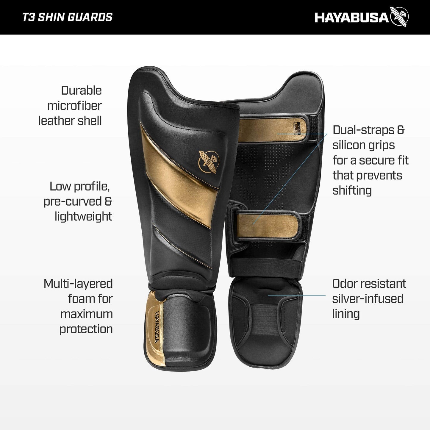 Hayabusa T3 Striking Shinguards - Black, Large