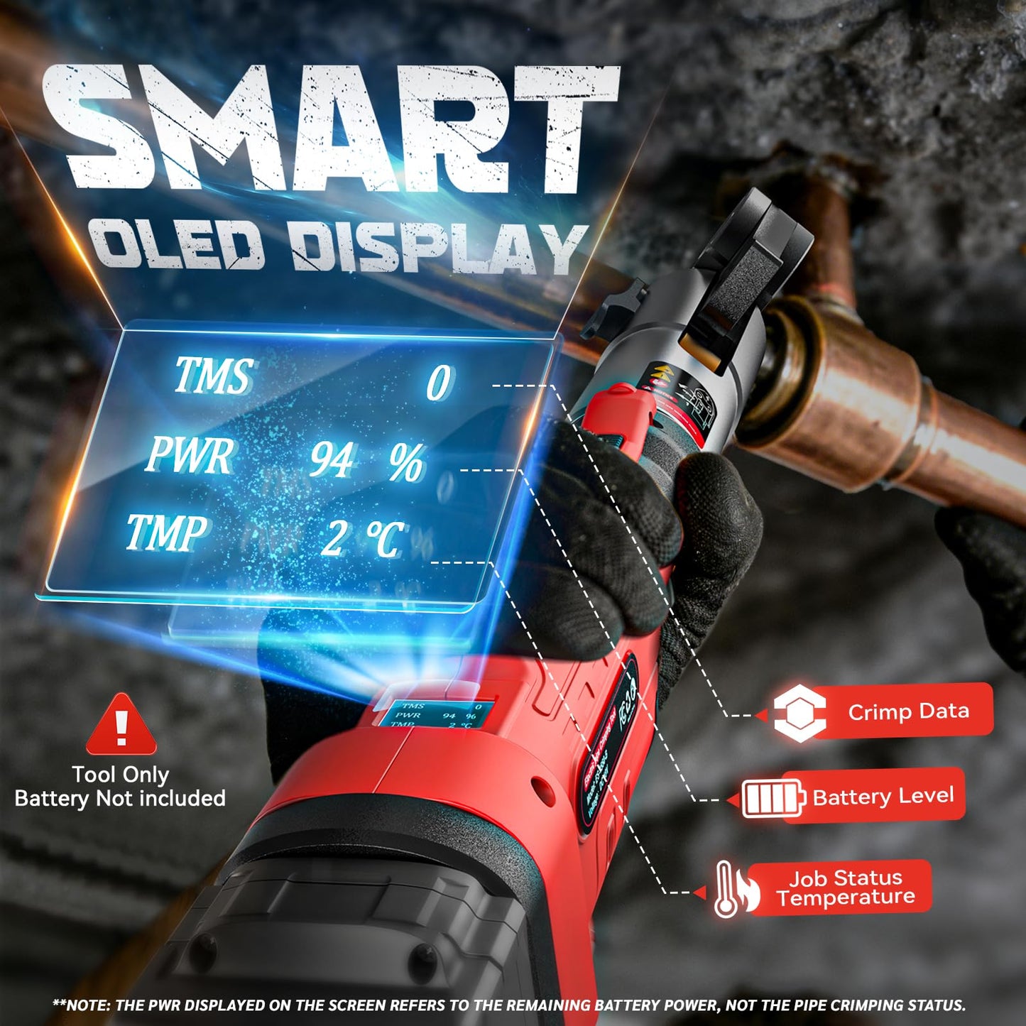 Ecarke Pro Press Tool Compatible with Milwaukee 18V battery, Electric Pipe Crimping Tool for 1/2" to 2" Copper Pipes,32KN of crimping force 360° Rotation Automatic Crimper Brushless Motor, Tool Only