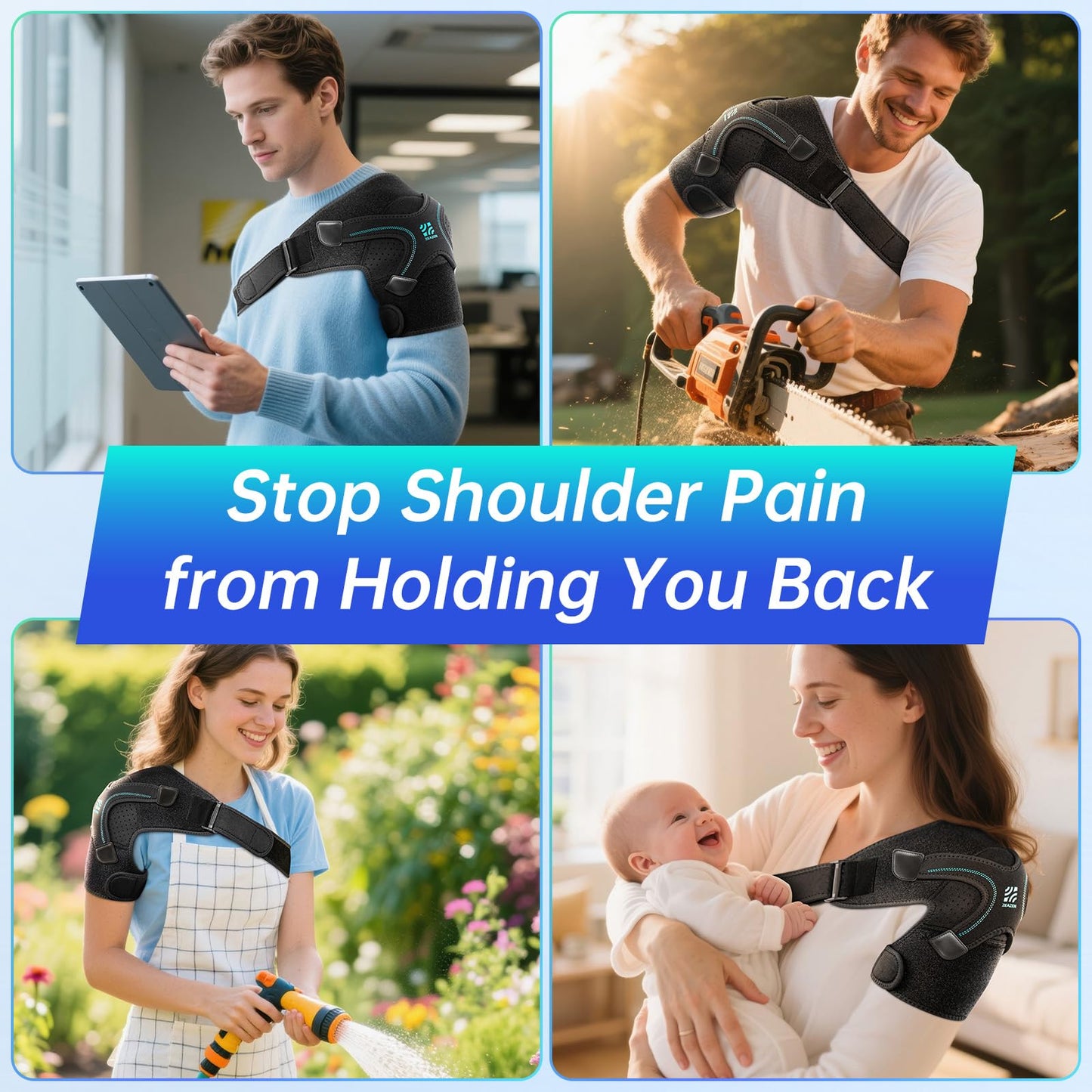 Shoulder Brace, Rotator Cuff Support and Arm Sling for Pain Relief & Injury Recovery, Breathable Compression Sleeve for Strain & Dislocation Prevention, Adjustable for Left and Right Arm, Men & Women