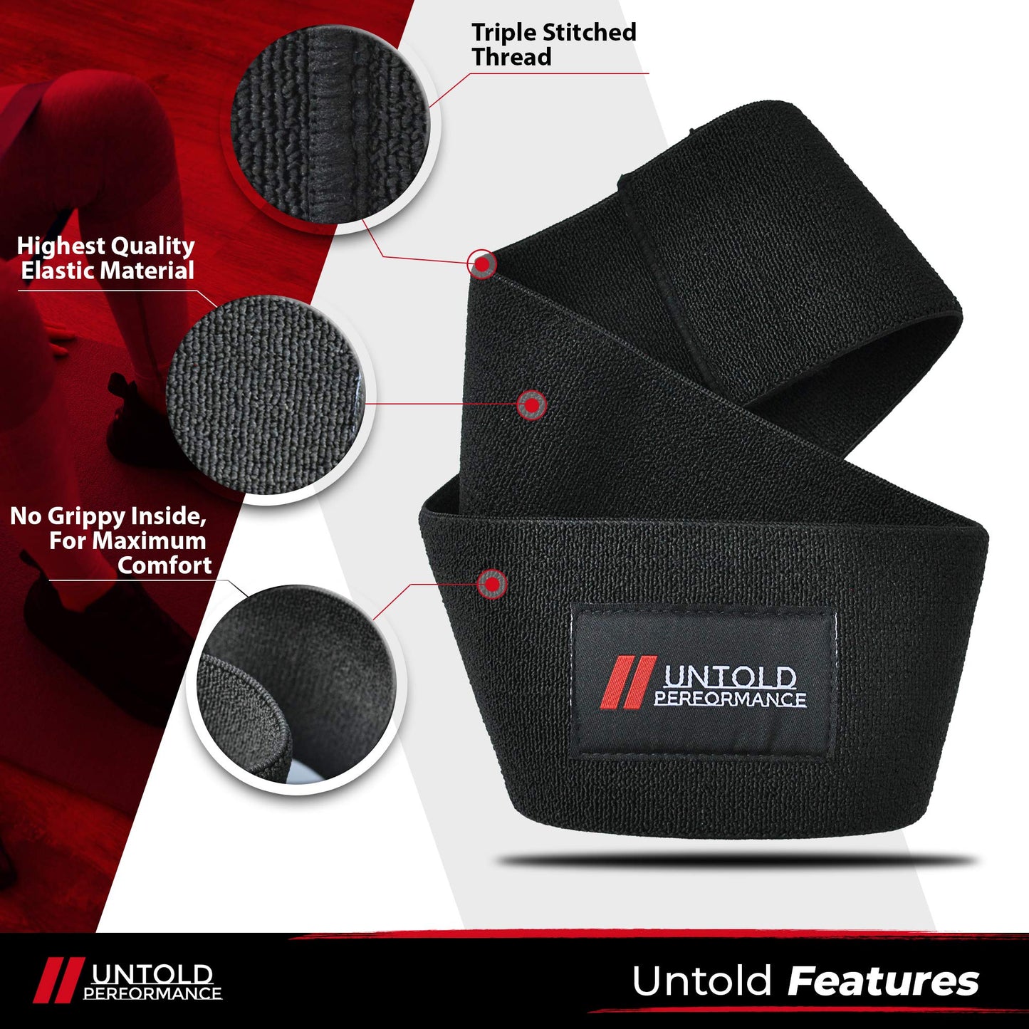 Untold Performance Heavy Resistance Bands - Hip Bands for Working Out, Premium Exercise Bands Resistance, Durable Resistance Bands for Strength, Flexibility & Glute Workouts (Black - Heavy, 1)