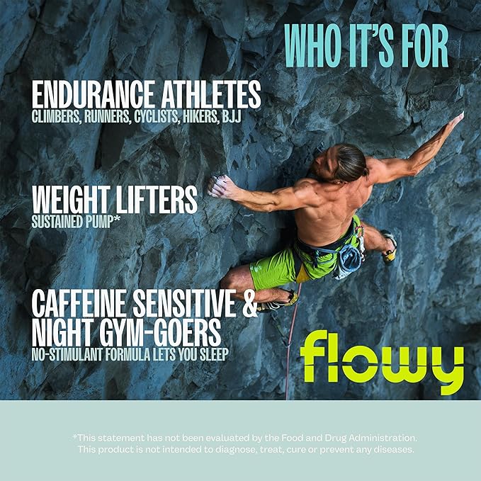 flowy Stim Free Pre Workout ??Nitric Oxide Booster for Men & Women | All Natural, Hydration, Non Stimulant Pump, Caffeine-Free, Electrolytes, L-Citrulline, Lemon Lime, 30 Servings