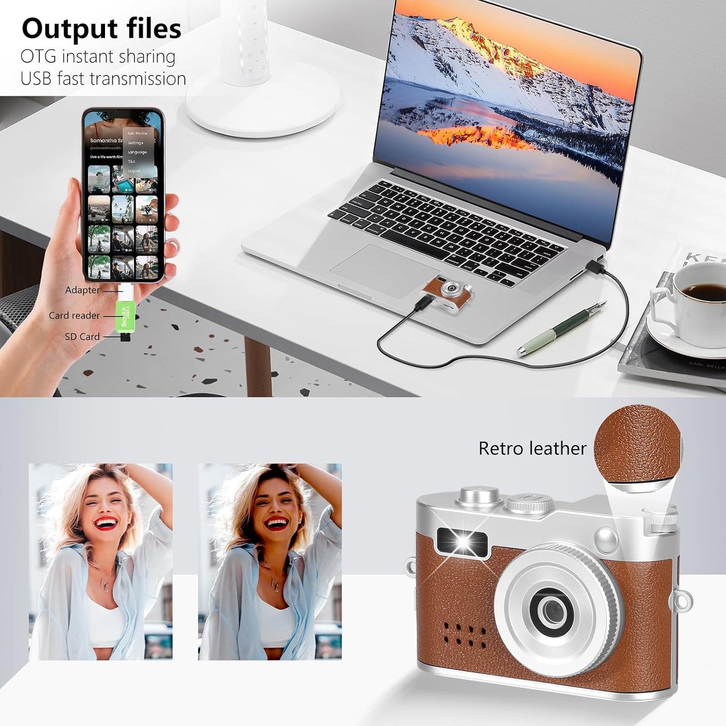 Mhaohuofu 1080p 32GB 6 0.96" 100 Mini Keychain Camera, FHD Mini Digital Camera with SD Card, Flash, Creative Filters