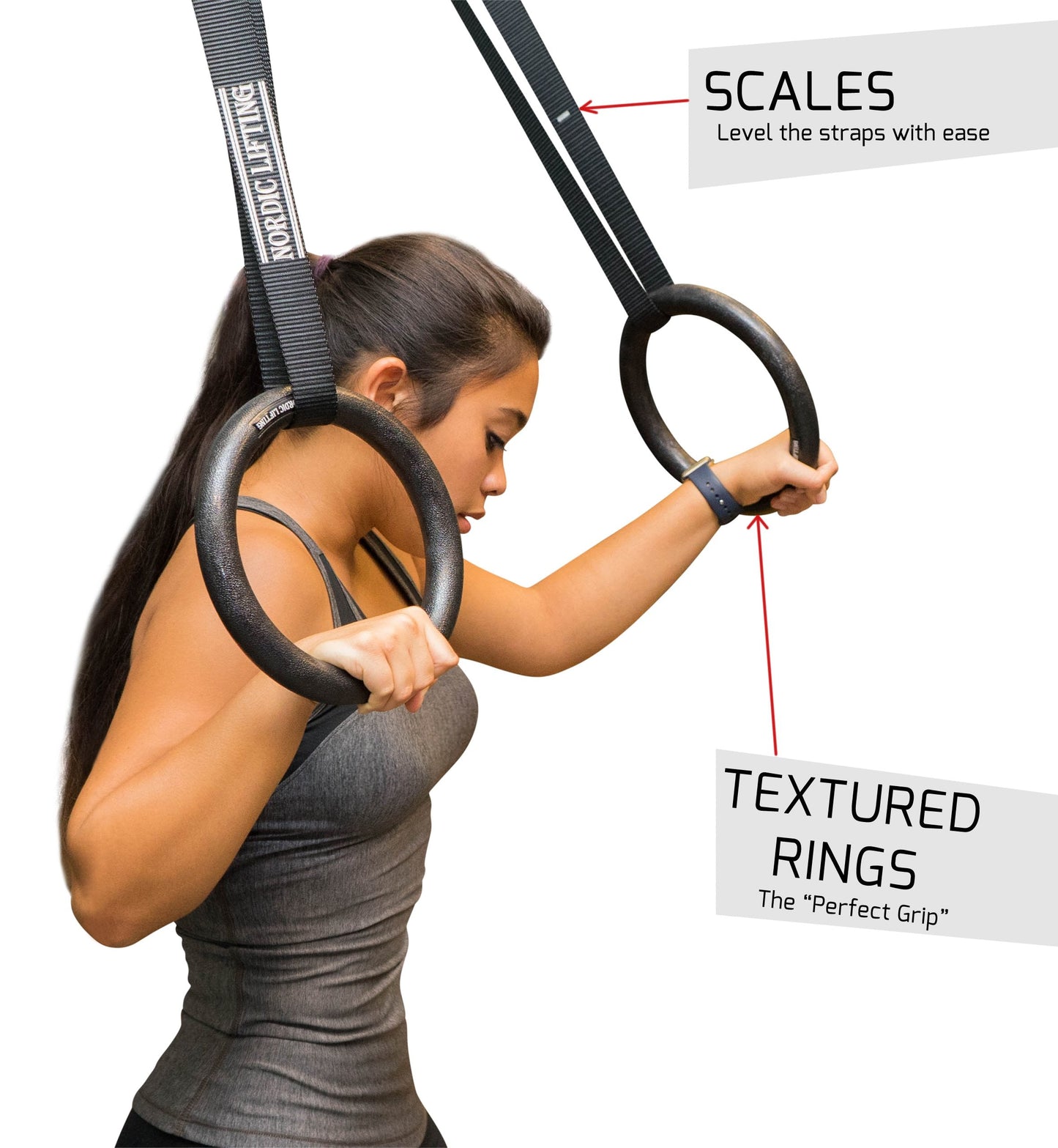 Nordic Lifting Gymnastic Rings with Straps – Heavy Duty Rings for Crossfit, Gymnastics, and Strength Training – Olympic Home Gym Equipment