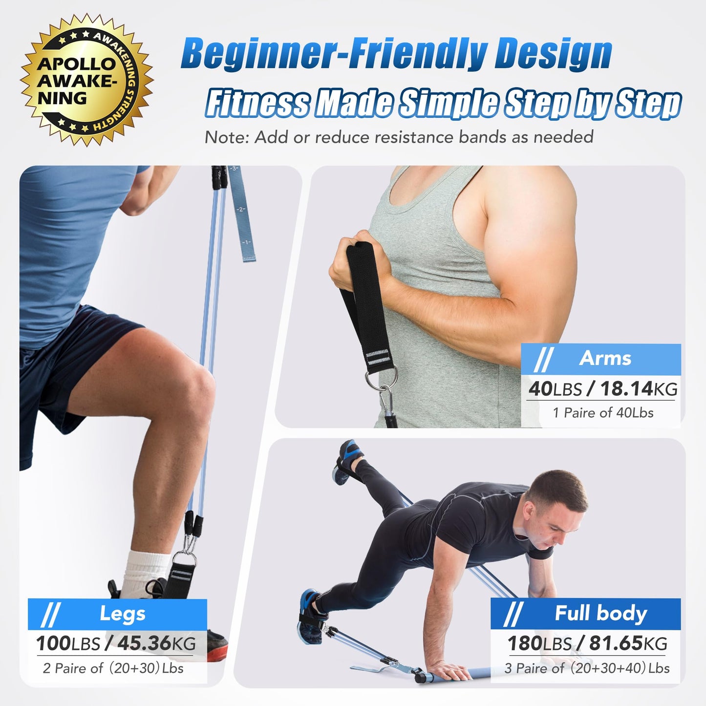 ALongSong Upgraded Pilates Bar Kit with Resistance Bands Natural Latex, Heavy-Duty Stainless Steel Multifunctional Yoga Pilates Stick for Home Gym Exercise Fitness Equipment Full-Body Workouts