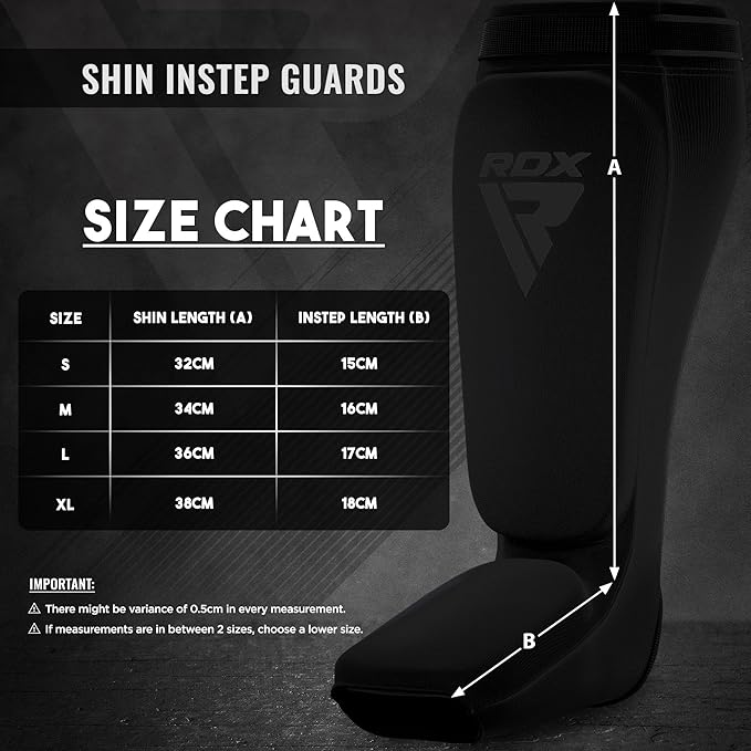 RDX Shin Guards Kickboxing Muay Thai, SATRA Approved, MMA Leg Instep Protection Pads, Sparring Training Martial Arts Boxing, Elasticated Padded Protector, Karate BJJ Taekwondo Gear, Men Women