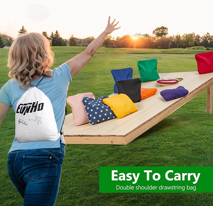 EunHo Cornhole Bags Set of 8 Regulation Size & Weight Corn Hole Bean Bags Official Professional All Weather for Tossing Game with Carry Case