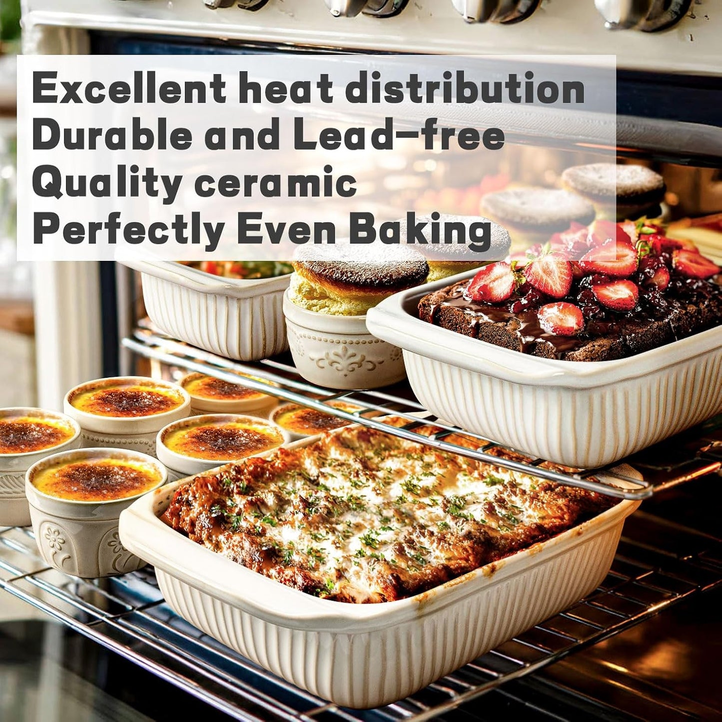 Artena Baking Dish - 5.1 Quart Casserole Dish with Handles | Deep White Ceramic Bakeware