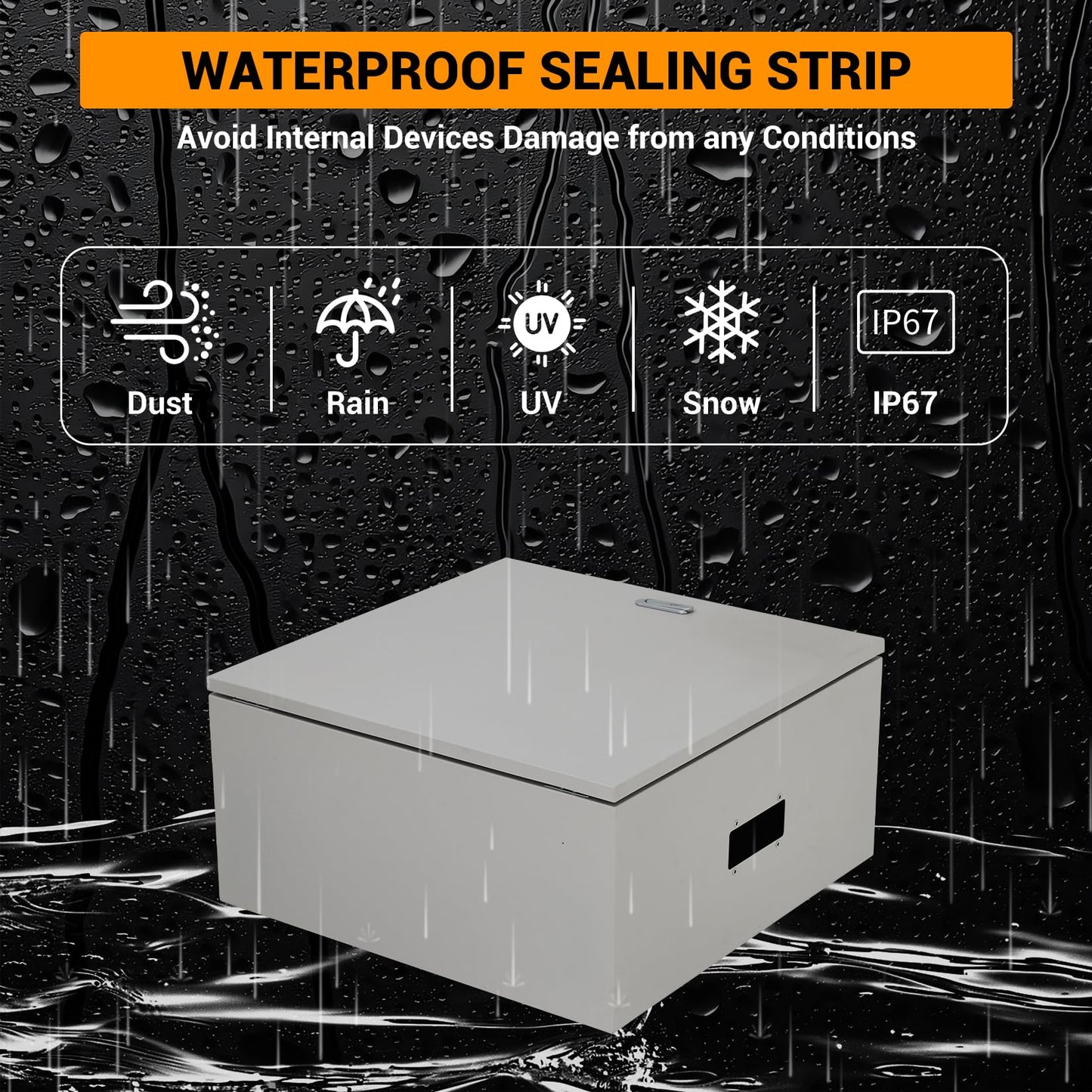 Electrical Junction Box, 24 x24 x 8, Lockable Steel Electric Meter Box with Mounting Plate, NEMA 4X Enclosure, IP66 Waterproof Dustproof, for Indoor & Outdoor Switch Router DIY