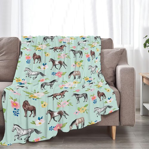 Horse Throw Blanket Super Soft Warm Blanket for Girls Kids, Cozy Plush Fleece Farm Animal Horse Gifts Bedding Blanket Stuff for Women Bed Couch Sofa 40"x50"
