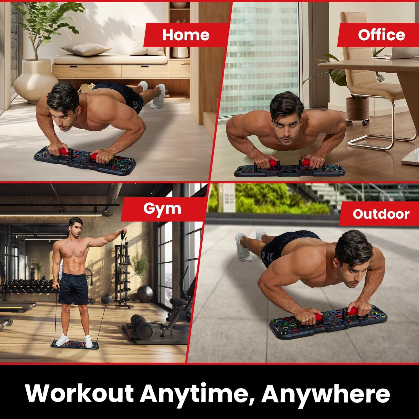 Push Up Board with Smart Count, Multi-Function 60 in 1 Push Up Bar (Foldable & Portable), Push up Handles for Floor, Professional Home Workout Equipment, Strength Training Equipment for Men & Women