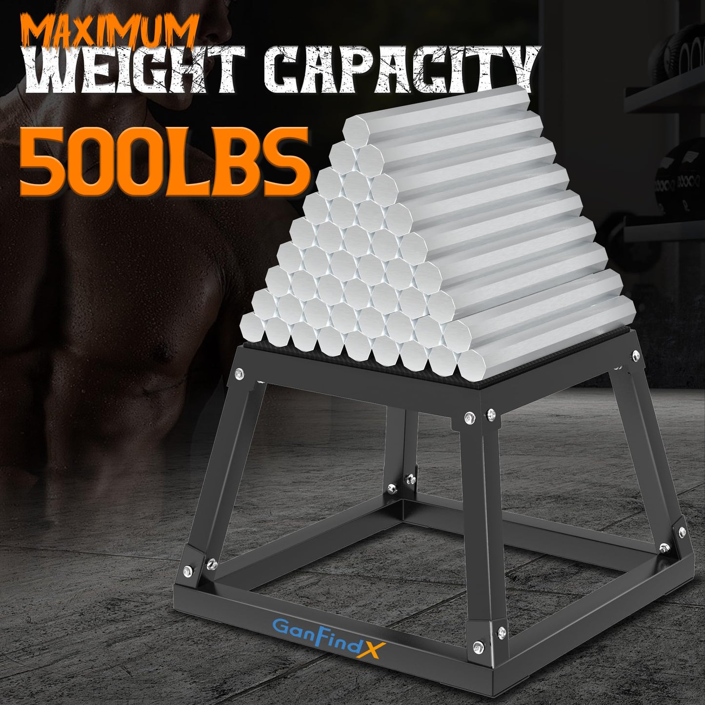 GanFindX 12In Metal Plyometric Jump Box, Heavy Duty Plyometric Platform with Anti Slip Surface, Fitness Exercise Step Up Box for Home Gym Training, Agility and Strength Conditioning (12/18/24'')