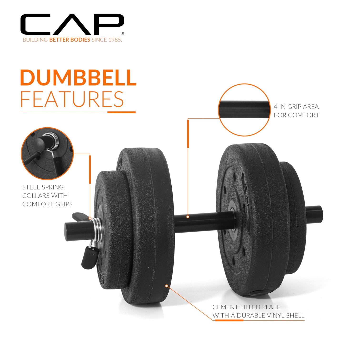 CAP Barbell 40-Pound Adjustable Cement Dumbbell Set – Versatile Weights for Home Gym Excellence