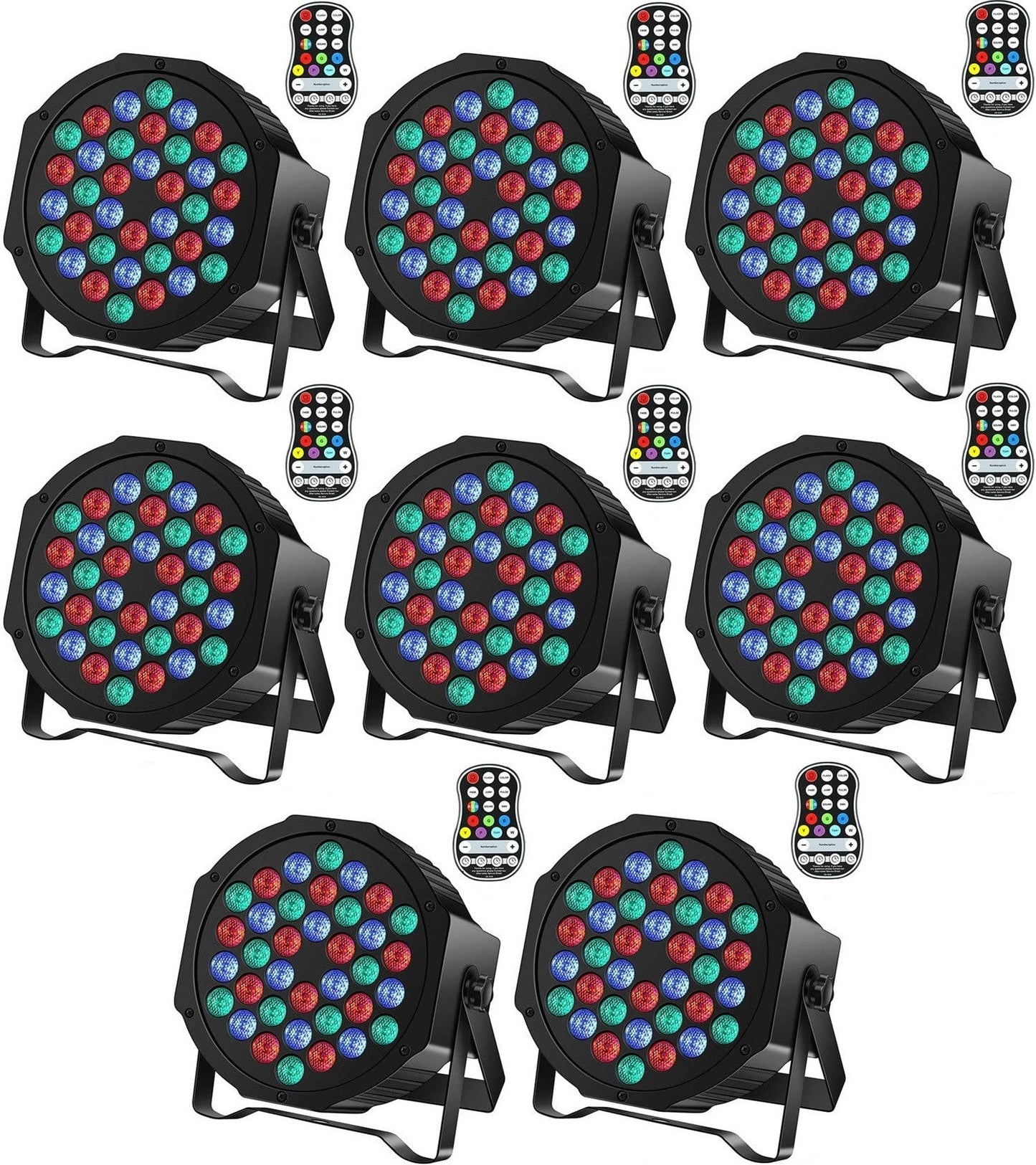Rechargeable Stage Par Lights U`King RGB 36 LED Uplights Battery Powered with RGB 36W DJ Uplights Sound Activated Remote Control for Wedding DJ Disco Events Halloween Church Live Party- 8 Pack