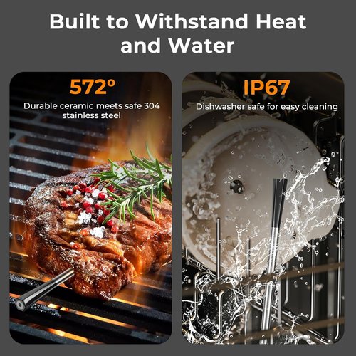 BlueSwan Wireless Meat Thermometer - Bluetooth Food Thermometer with 820 ft Range & Magnetic Design | Ideal for BBQ & Grilling
