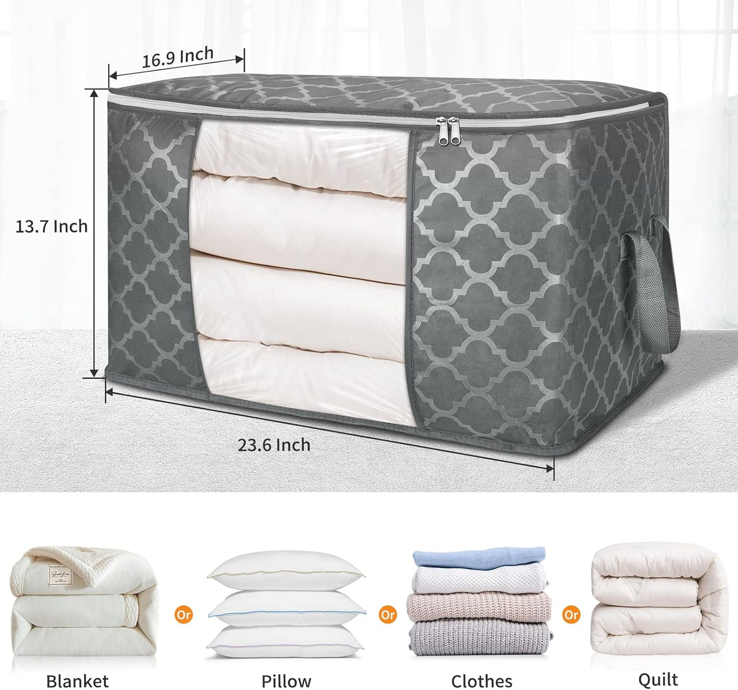 Skiennix 90L Large Storage Bag - Durable Organizer for Clothes, Comforters, Bedding & Toys | 6 Pack