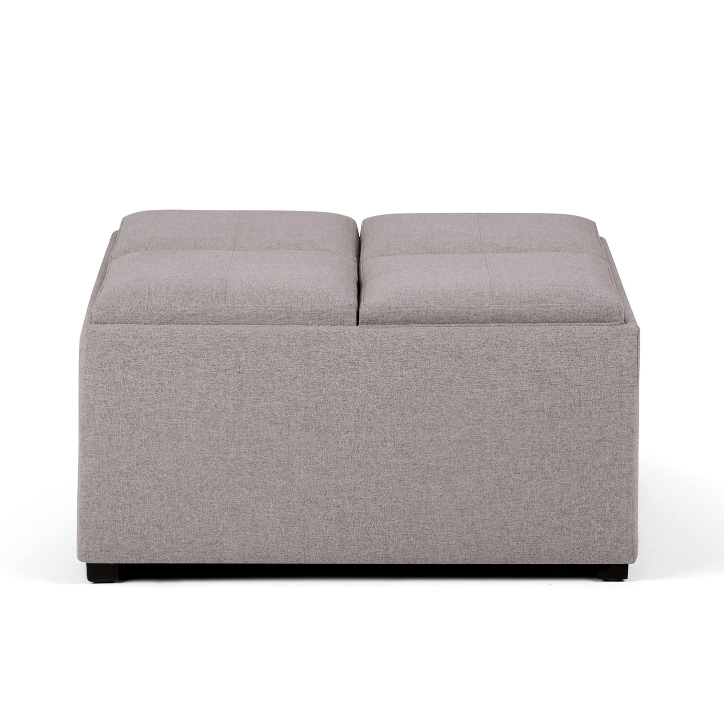 SIMPLIHOME Avalon Wide Contemporary Square Coffee Table Storage Ottoman, Cloud Grey, Table Ottoman