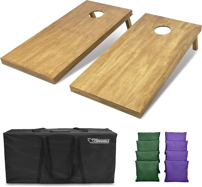 GoSports 4 ft x 2 ft Regulation Size Wooden Cornhole Boards Set - Includes Carrying Case - Full Regulation Size Bean Bag Toss Boards