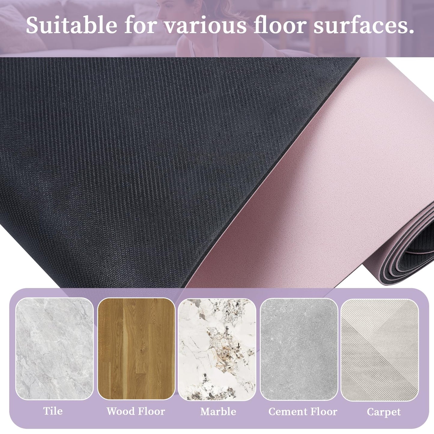 U&M Professional Non Slip PU Yoga Mat with Carrying Strap & Alignment Line, 72"x27" Extra Wide 0.2" Thick Exercise Mat for Home Gym | Sweatproof High Density | Anti-tear | Textured Surface | Natural Rubber Bottom Workout Mat for Women & Men Yoga Pilates F