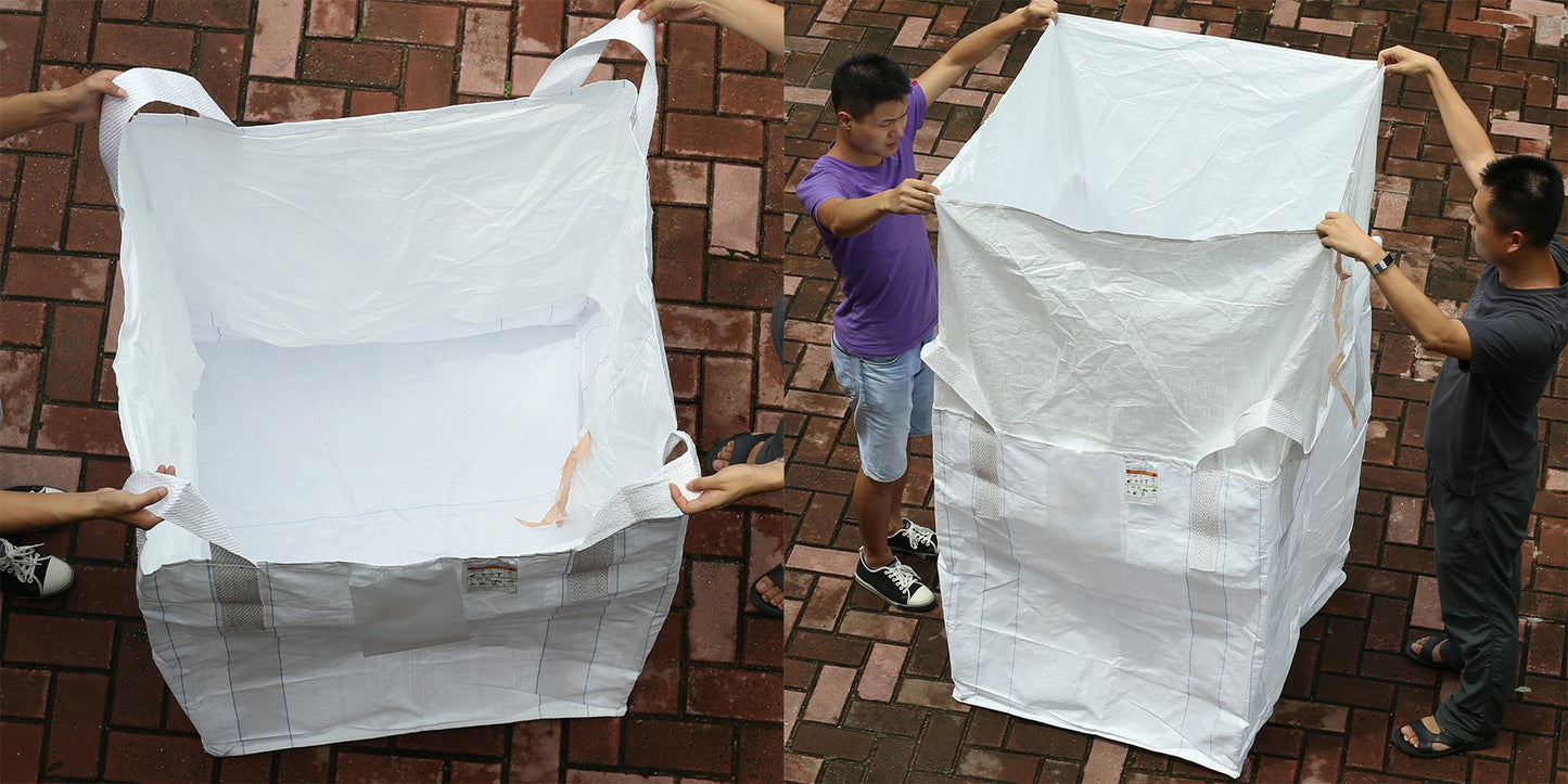 Secbolt FIBC Bulk One Ton Bag, 35" L x 35" W x 43" H, 2200lbs SWL, Duffle Top Flat Bottom, Woven Polypropylene Bags (1)