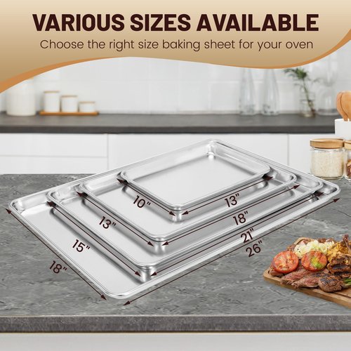 BIEAMA 6 Pack 15" × 21" Baking Sheet Pan Aluminum Commercial cookie sheets for baking