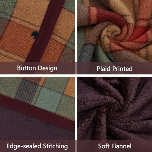 forestfish Wearable Blanket Poncho With Pockets And Buttons, Flannel Shawl Wrap Blanket For Women Soft And Warm