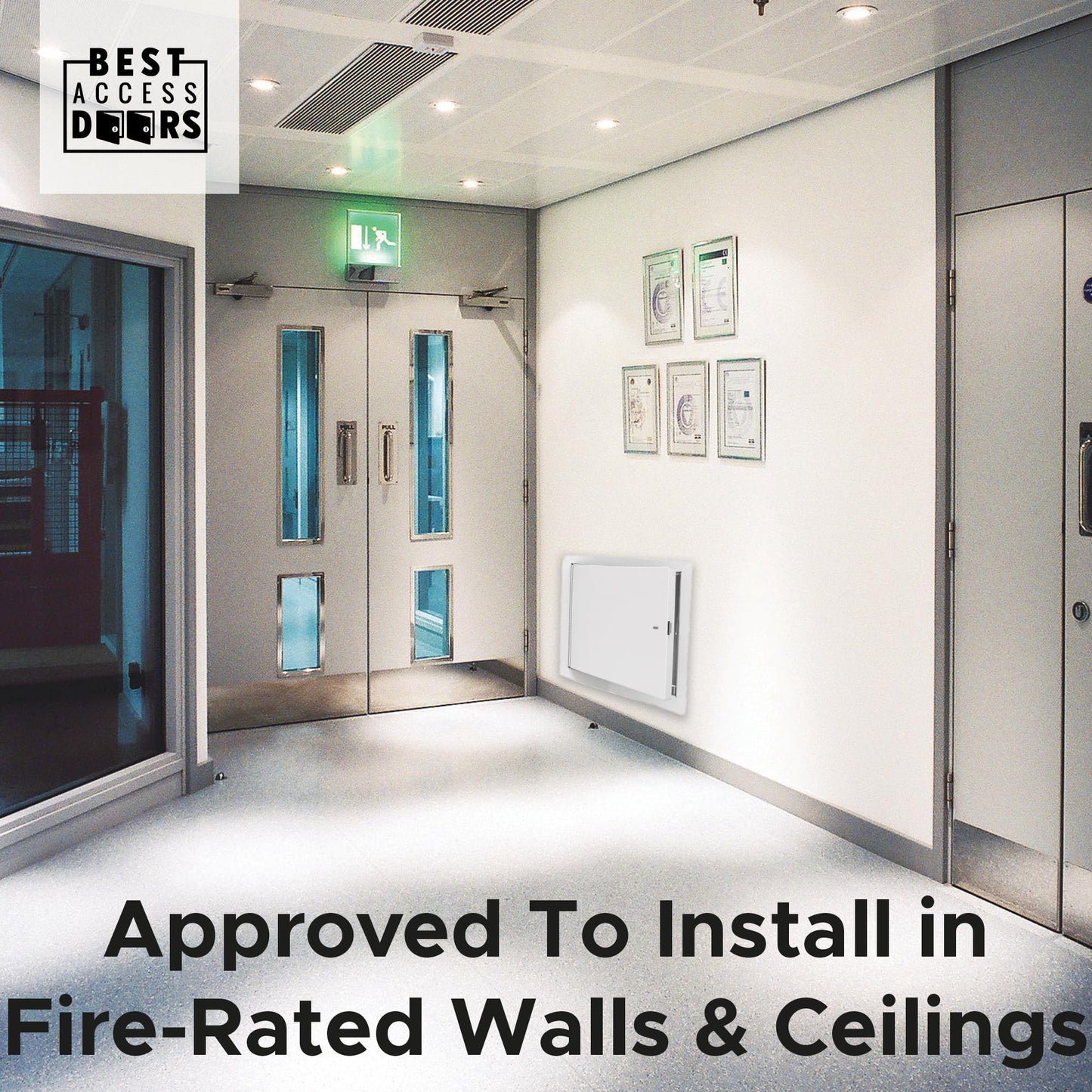 Best 12" x 12" Insulated Fire Rated Metal Access Door with Flange – 20-Gauge Galvanneal Steel Wall Access Panel, 2" Mineral Wool Insulation, White Powder-Coat Finish, LEED Compliant, BA-FRI