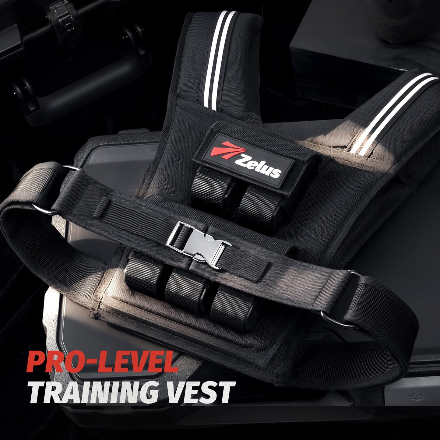 ZELUS Weighted Vest Men, 23lbs/36lbs/45lbs Adjustable Weight Vest with 10/16/20 removable Iron Weights and Reflective Strips, No-Bounce Design for Strength Training, Running, HIIT & Calisthenics