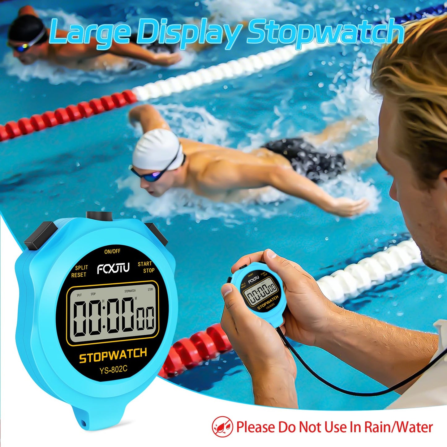 FCXJTU Digital Simple Stopwatch Timer, No Bells, No Alarm, Simple Basic Operation, Silent, Clear Display, ON/Off, Large Display for Running Training Sports Kids Coaches Referees Teachers