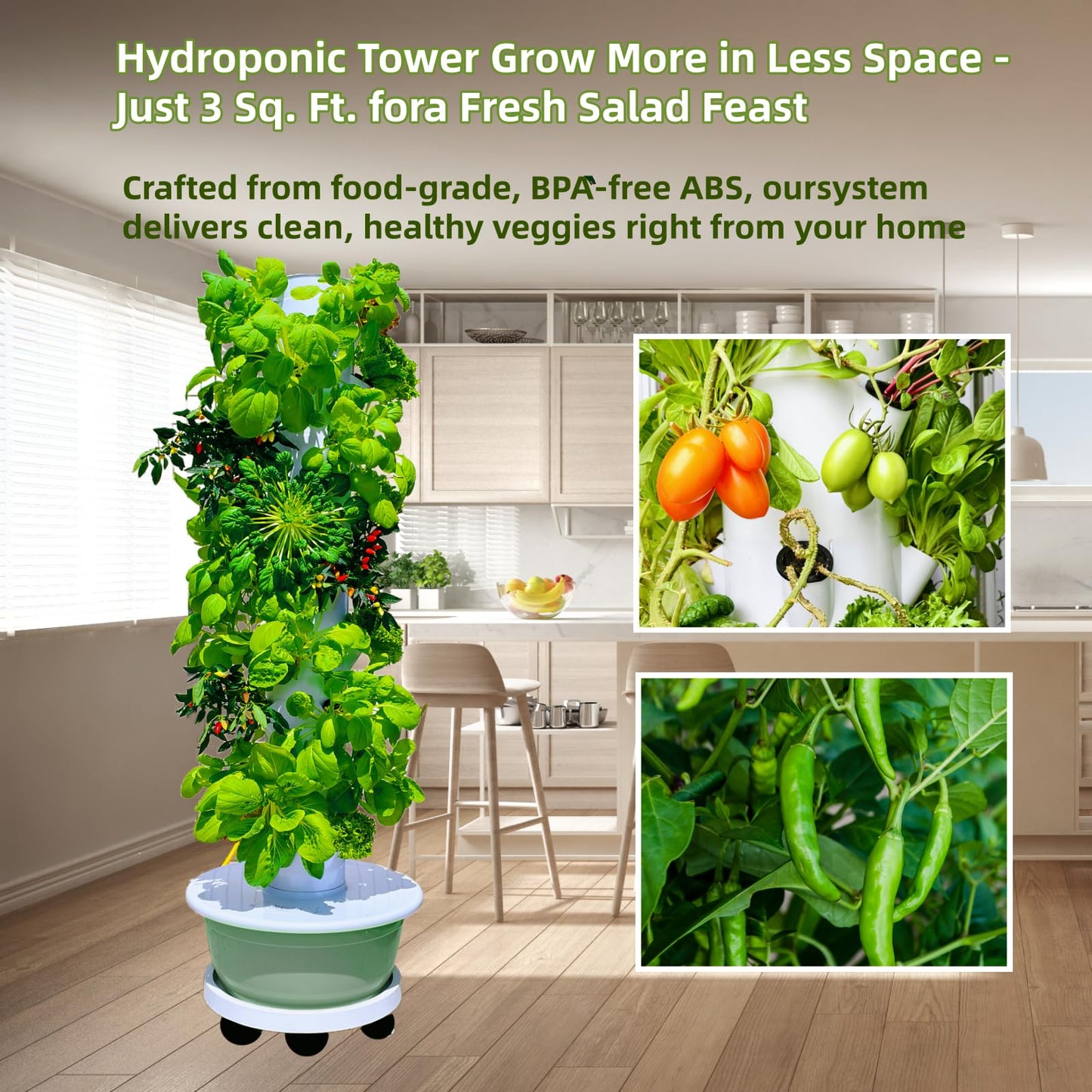 Vertical Hydroponic Growing System Kit, Indoor & Outdoor Hydroponic Tower, Herb Growing Garden with 36 Planting Sites, Automatic Timer Smart Hydroponic Gardening System