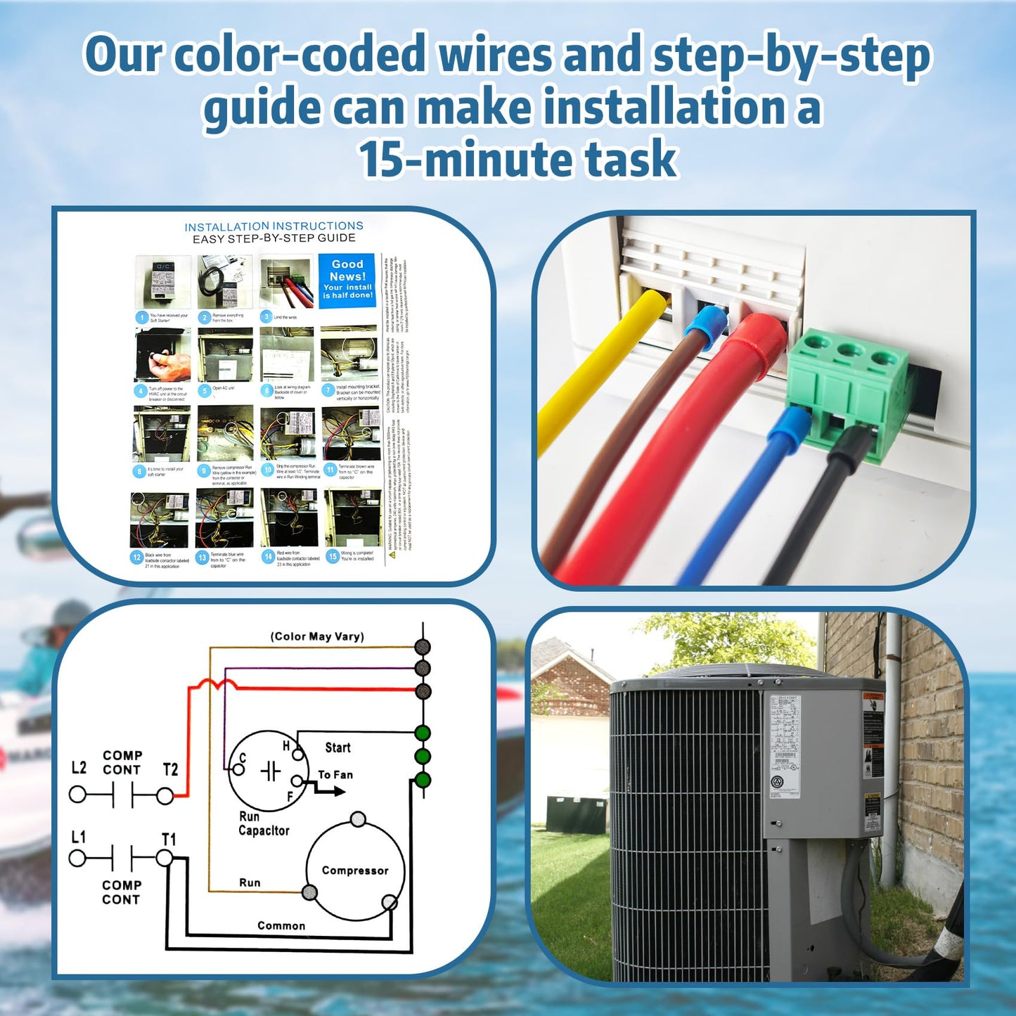 ZUCCIO 16-32A Air Conditioner Soft Start Module for 4-7 Ton AC Units, Reverse Motor Protection, 70% Less Startup Current, Quiet Start, for Home/RV/Generator & Easy DIY Install